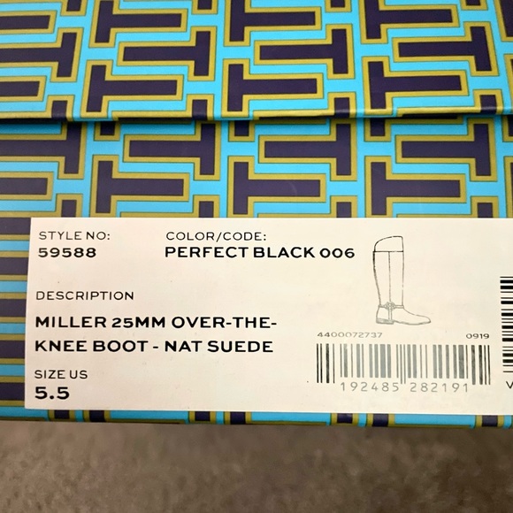 TORY BURCH MILLER BLACK SUEDE OVER THE KNEE BOOTS 5.5 & Dust Bag NEW - Picture 11 of 11
